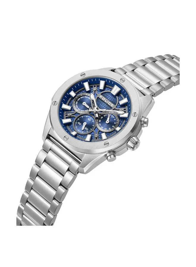بوليس Moonstrike Blue Dial Stainless Steel Bracelet Chronograph Watch for Men, 43mm